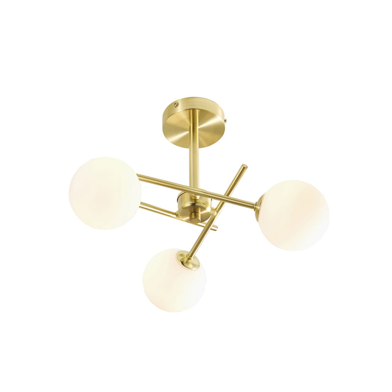 Forum Lindos Cross Arm Semi-Flush 3xG9 Satin Brass/Opal