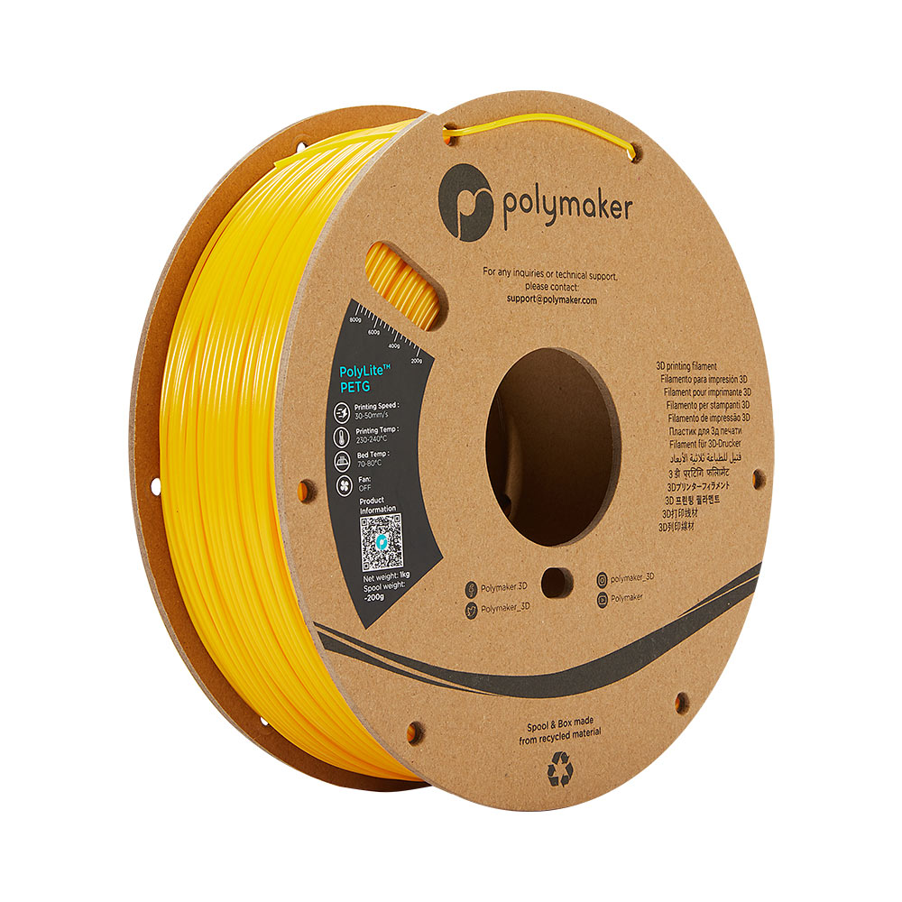 PolyMaker PolyLite PETG 1.75mm Yellow 3D Printing filament 1Kg