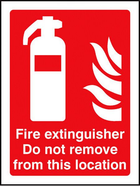 Fire extinguisher do not remove