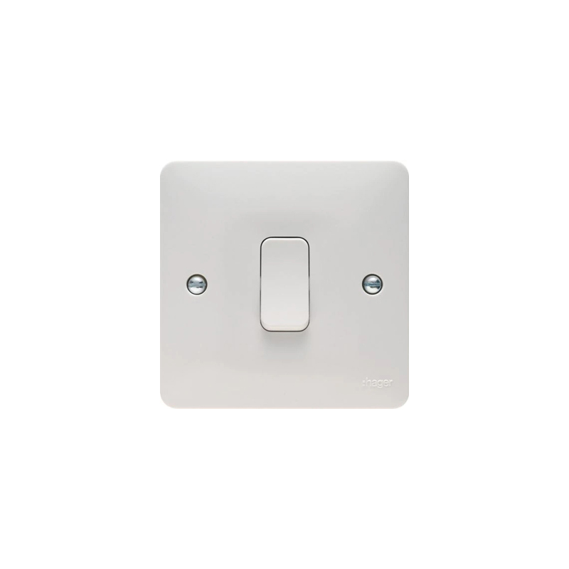 Hager Sollysta 10AX 1 Gang 2 Way Wall Switch White