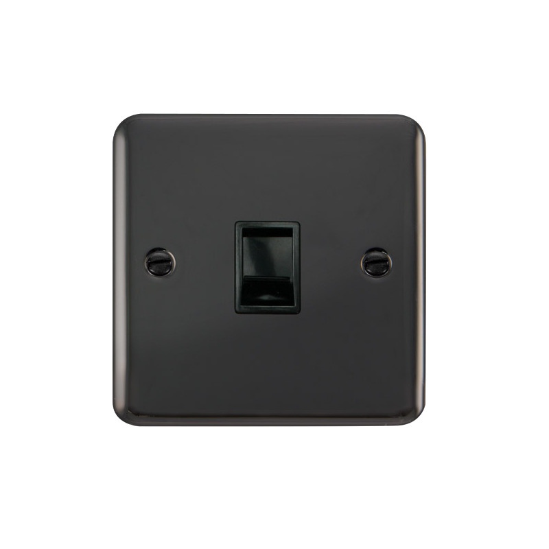 Click Deco Plus Single RJ11 (Irish/US) Outlet Black Nickel Black Inserts