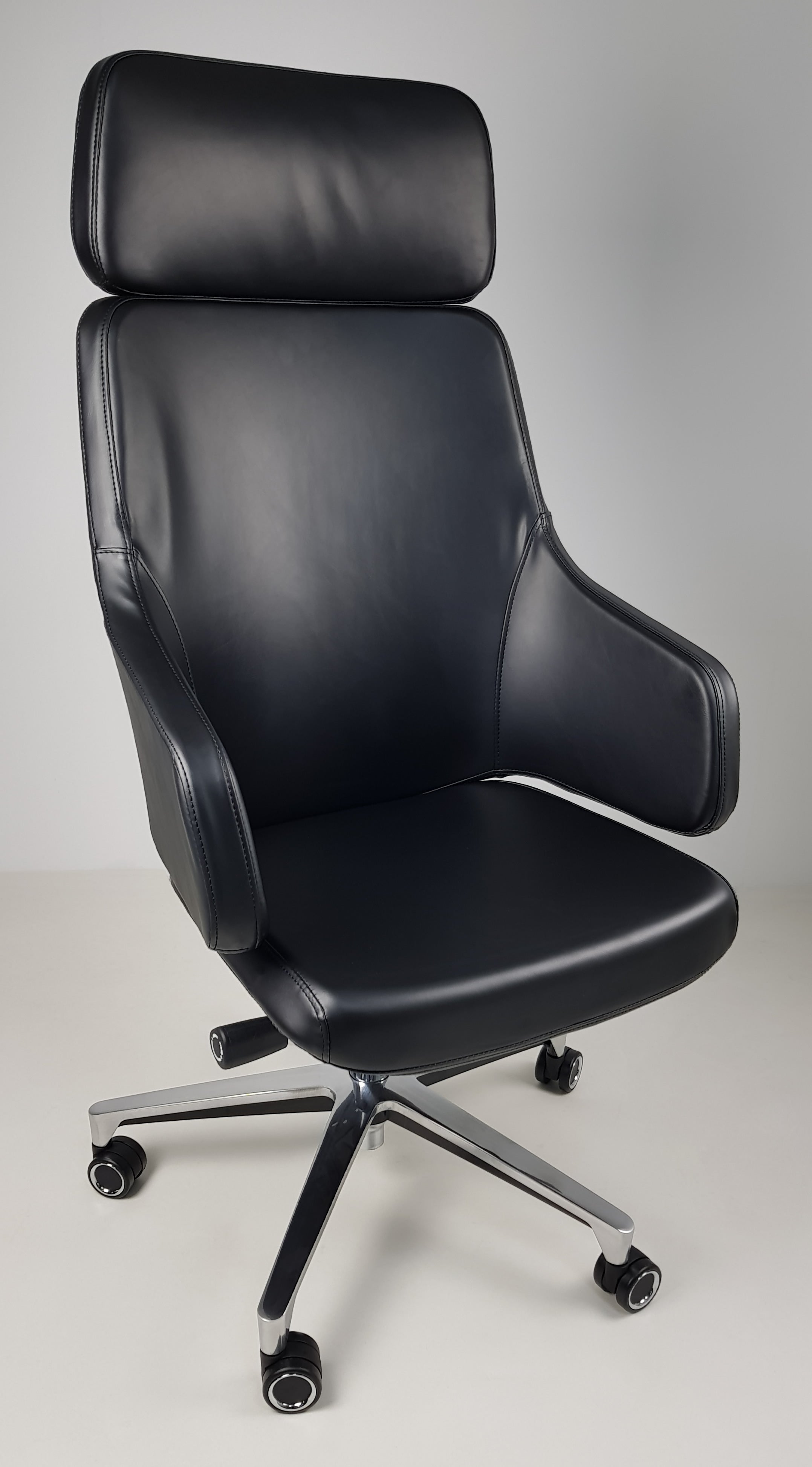 High Back Black Leather Executive Office Chair with Seat Slide - CHA-1823A UK
