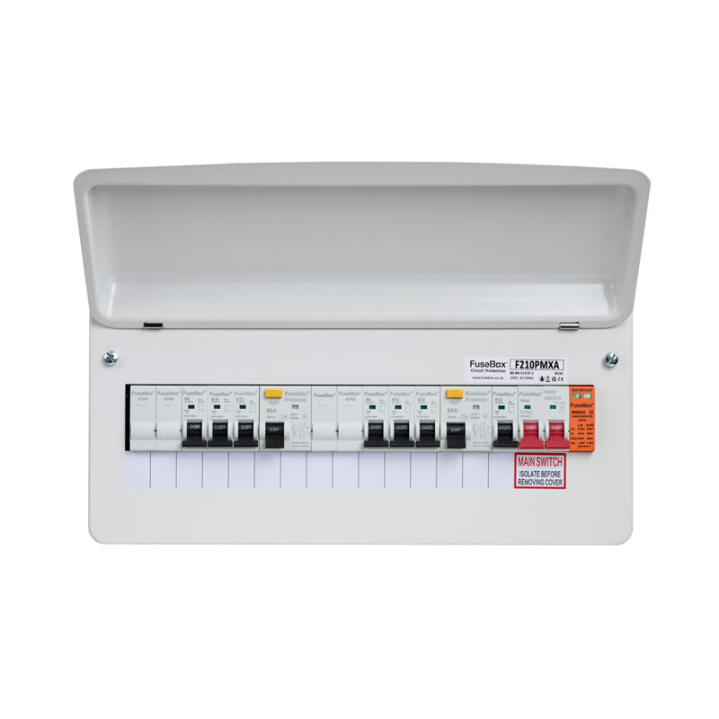 FuseBox Metal Consumer Unit with Dual RCD Surge Protection & MCBs