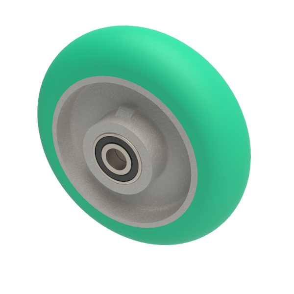 Soft Ergonomic Polyurethane 200mm Ball Bearing Wheel 775kg Load