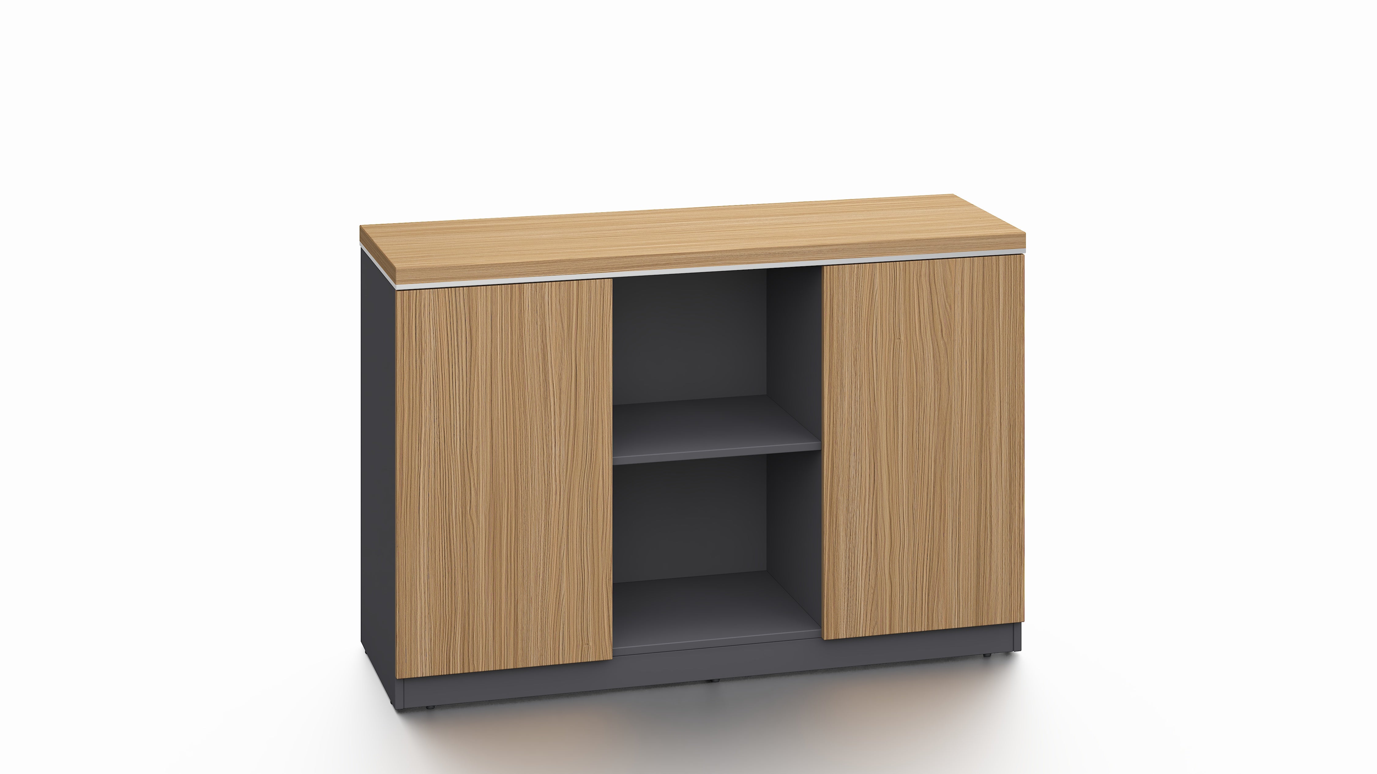 Modern Executive Walnut Open Storage Cupboard - 1200mm - PM02-S0312 UK