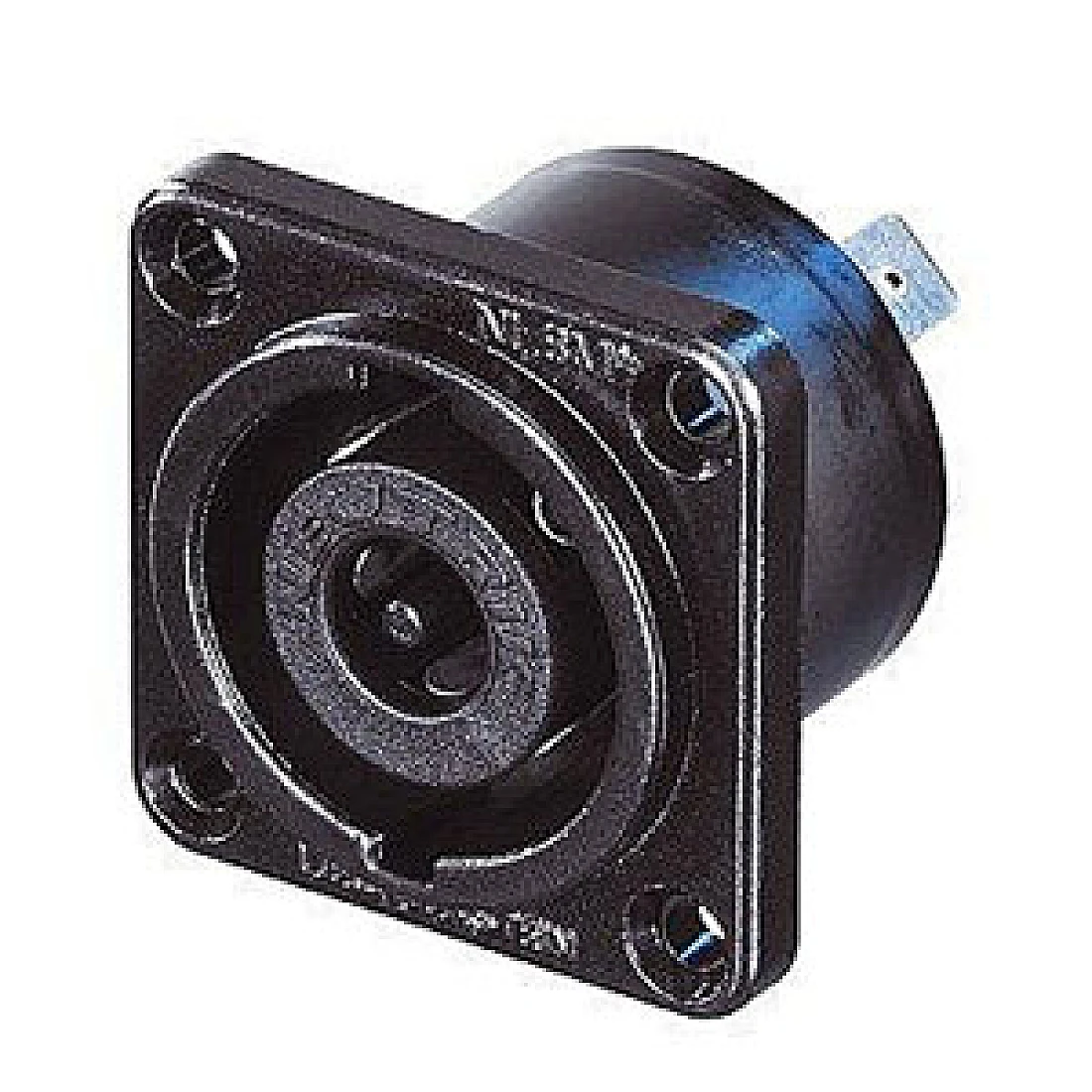 8-pole male chassis connector, black-chrome metal housing, solder or ¼" flat tabs
