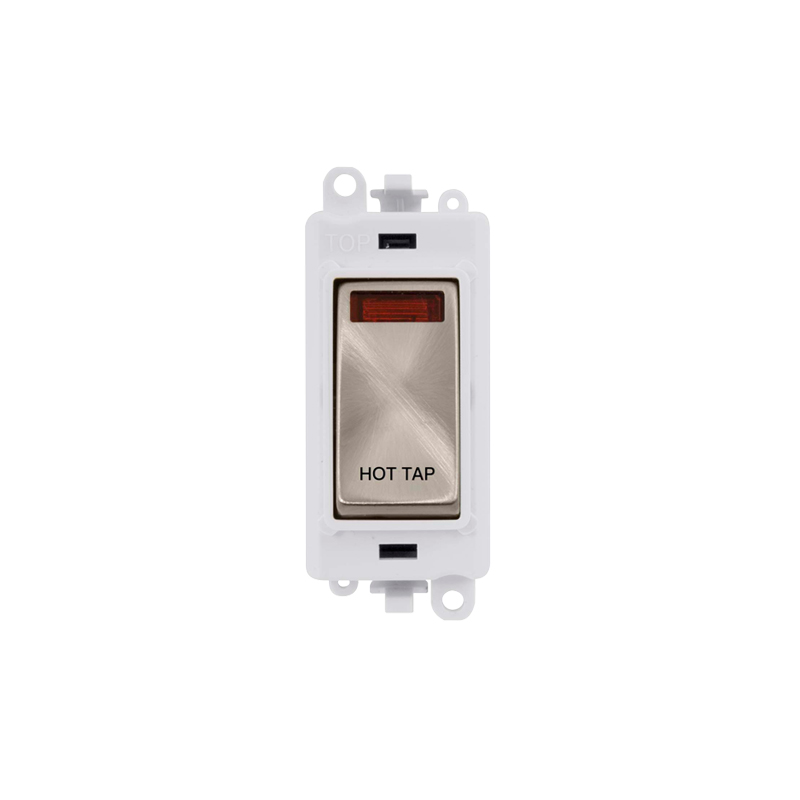 Click GridPro 20AX Brushed Stainless DP Switch Module with Neon Hot Tap Insert Polar White