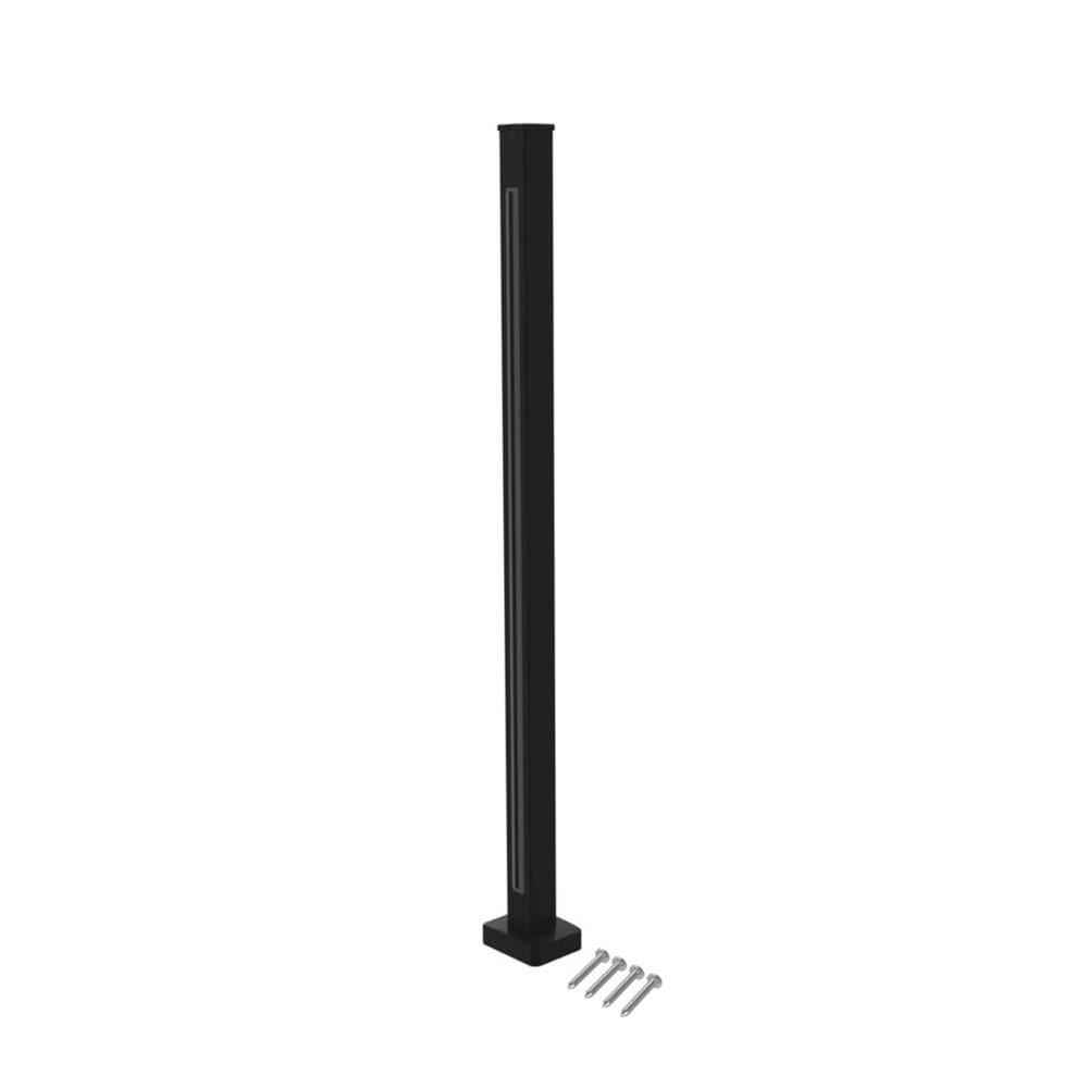 Marano Square Base Fix Mid Post H 1100mm Aluminium Black Powder Coated Finish
