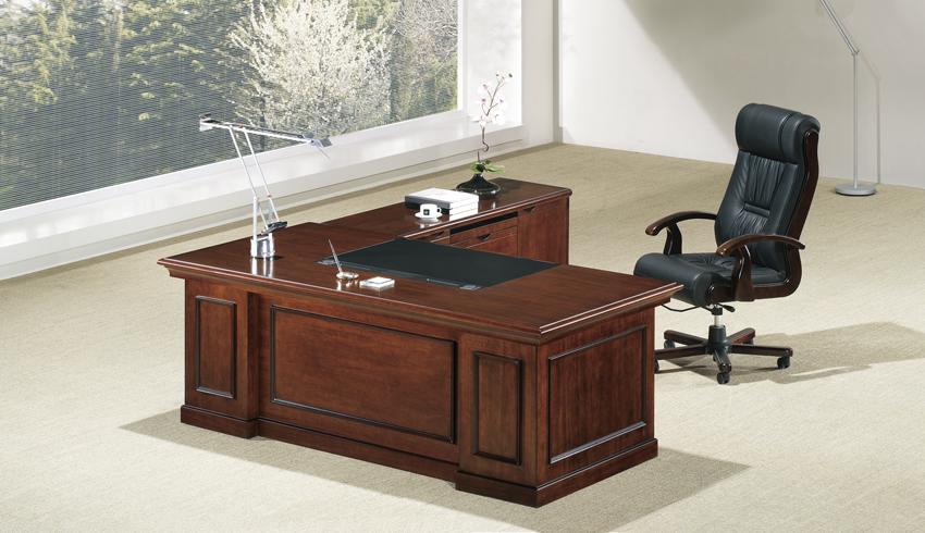 Real Walnut Veneer Executive Office Desk With Pedestal & Return - UG223-2200mm Near Me