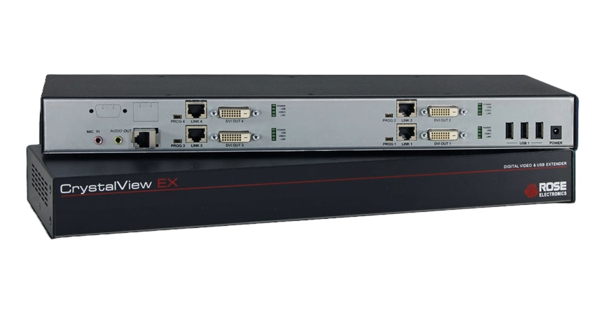 CRK-1DTXT2D-EX6 Rose CrystalView EX6 Multi-Head, Dual Head KVM Extender, 2xDVI, 1xUSB2.0, old model: CRK-1DTXT2DM-EX5