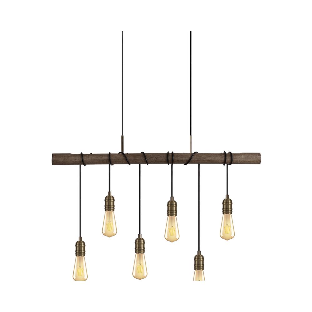 Luxuria Kasabian Pendant 6xE27 Medium Oak/Antique Brass