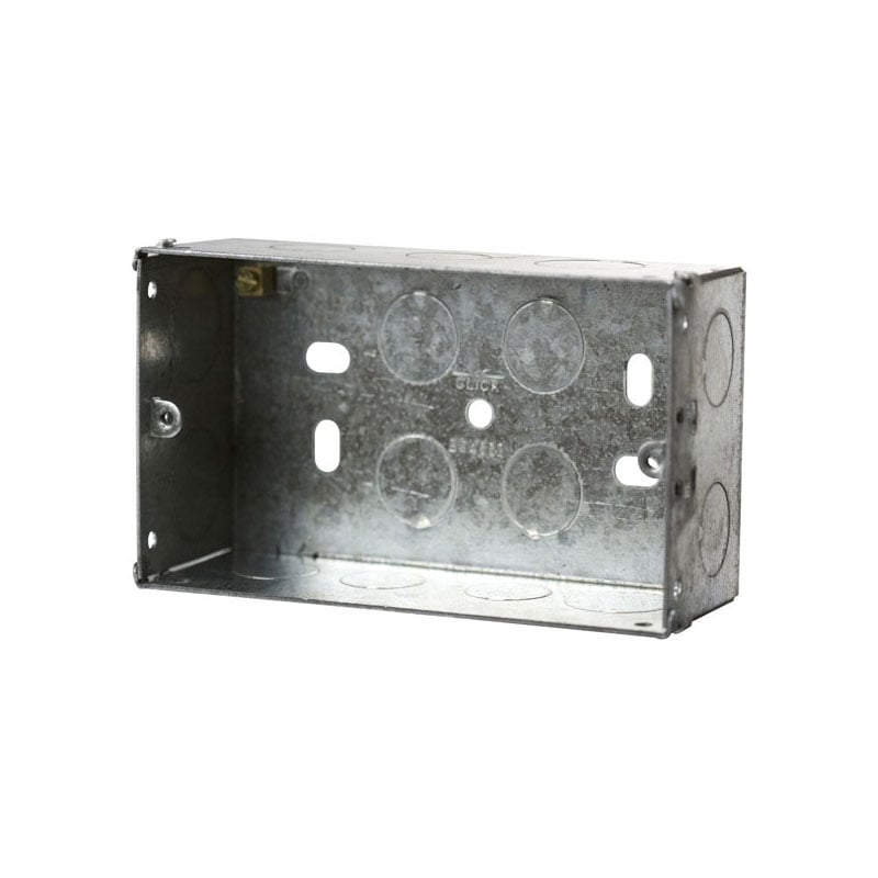 Click 2 Gang 47mm Deep Galvanised Steel K.O. Box