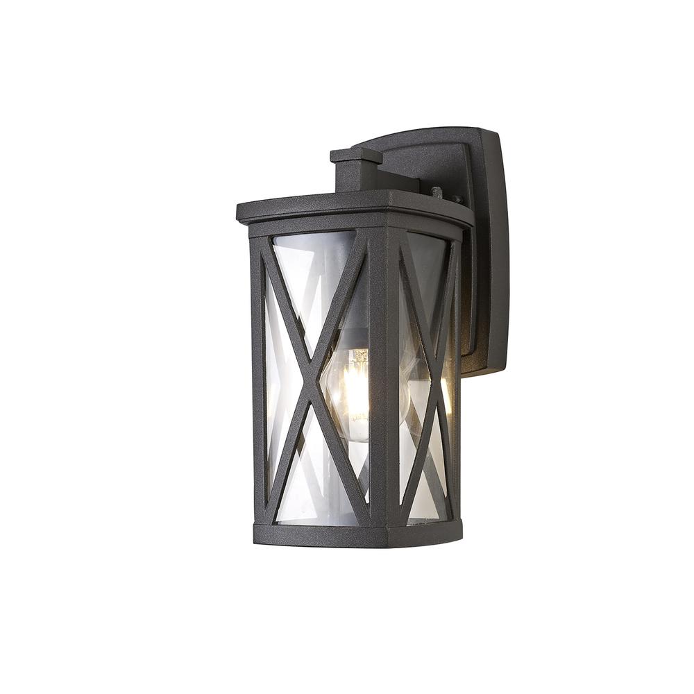 Luxuria Fluted Onyx Down Criss Cross Wall Light E27 IP54 Anthracite/Clear Glass