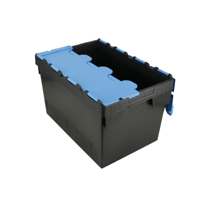 600x400x200 Bale Arm Crate Black 35 Ltr on dollies For Food Processing Sector