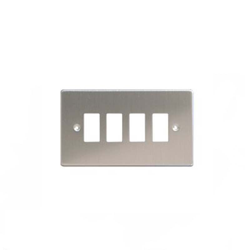 Varilight Power Grid Plates (1-12 Gang) Stainless Steel 4 Gang