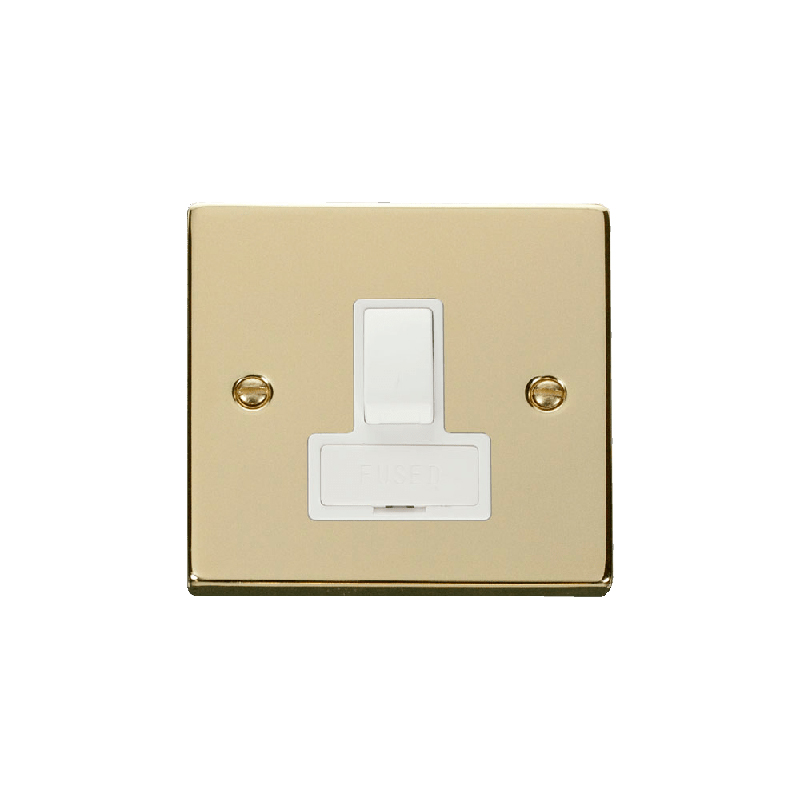 Click Deco 13A DP Switched Fused Connection Unit Polished Brass Insert White