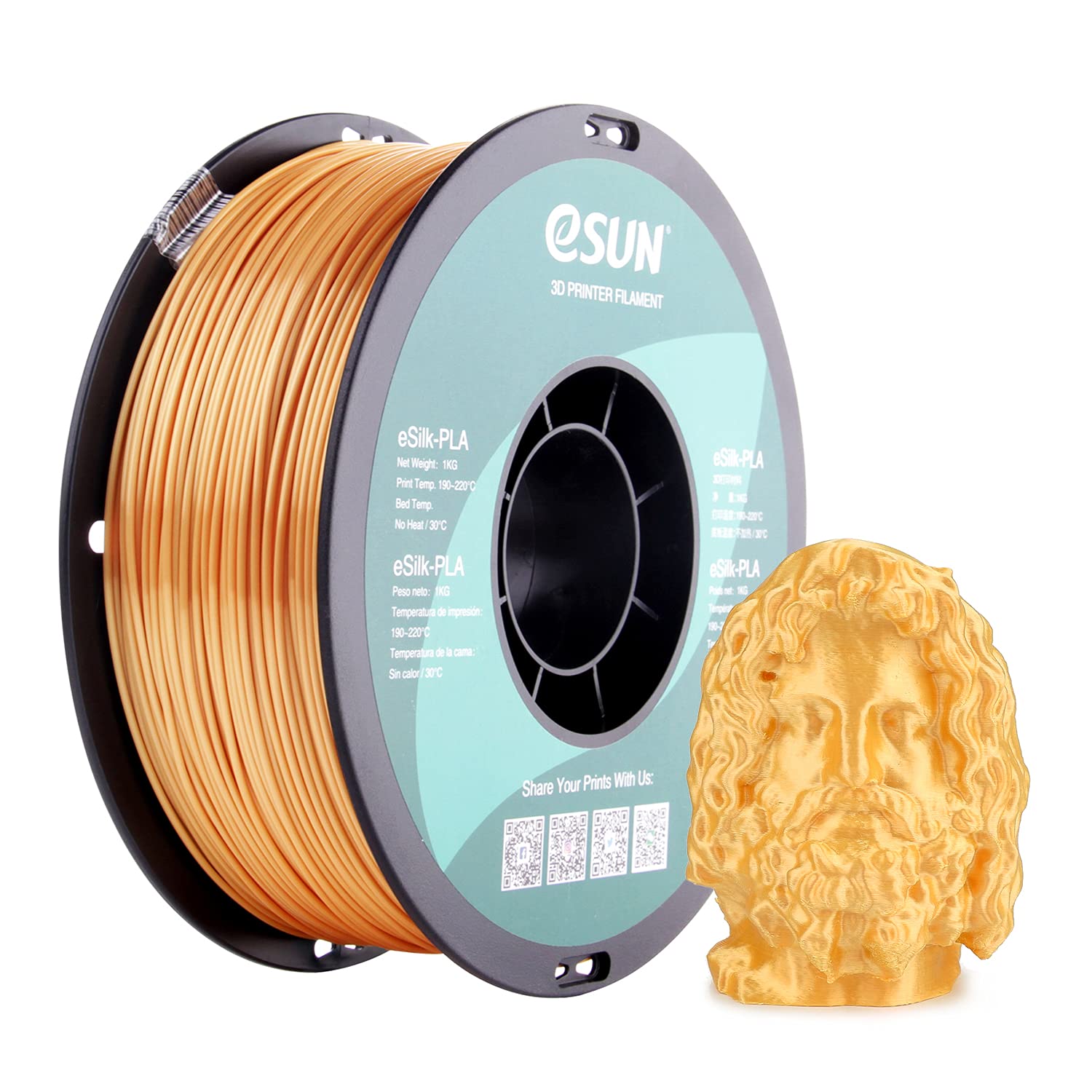 eSUN PLA Gold Silk 1.75mm 1Kg 3D Printing filament