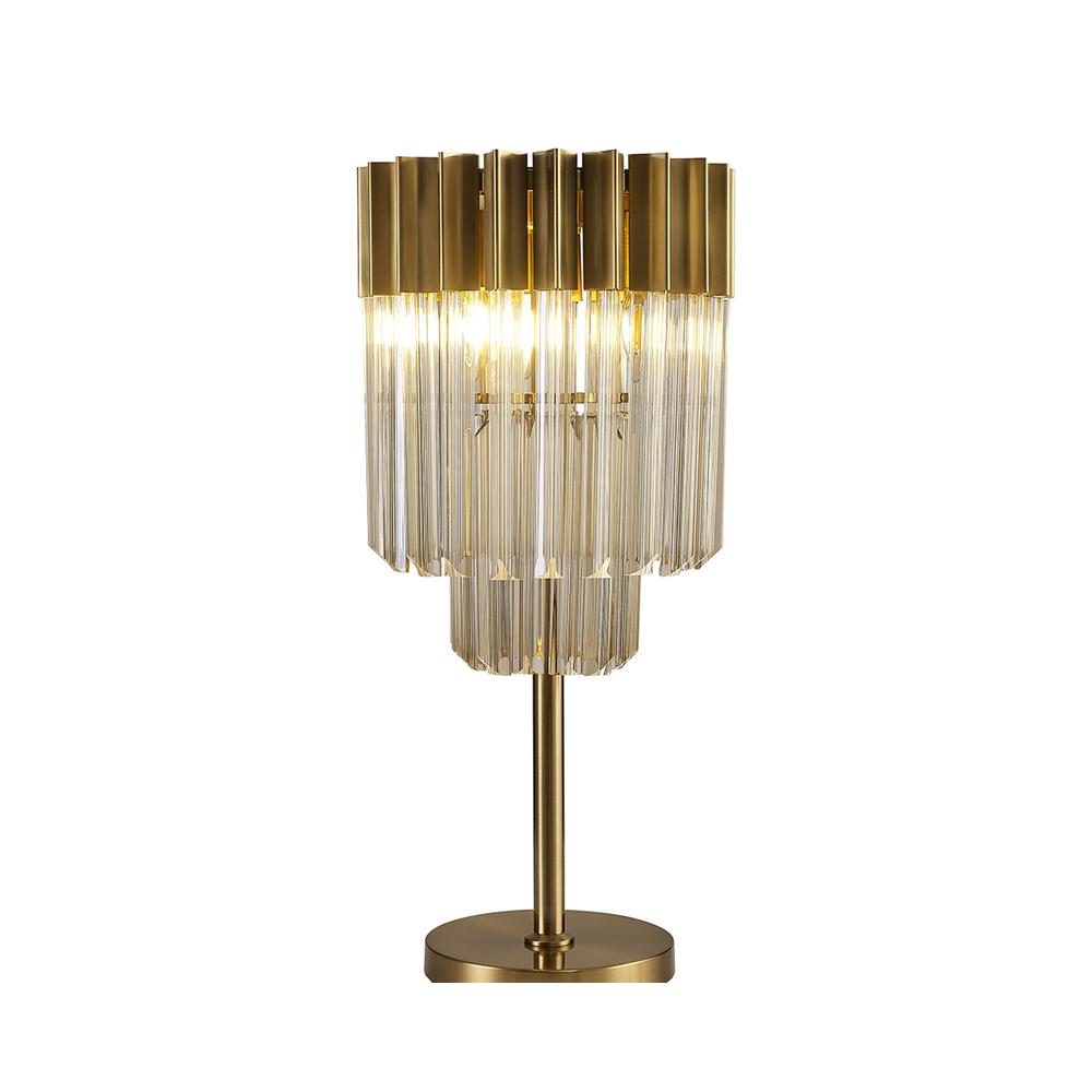 Luxuria Osiris 30xH65cm Table Lamp 3 Light E14 Brass / Cognac Sculpted Glass