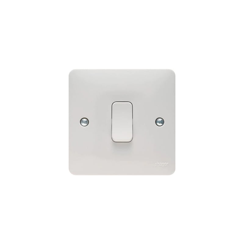 Hager Sollysta 10AX 1 Gang 2 Way Wall Switch White