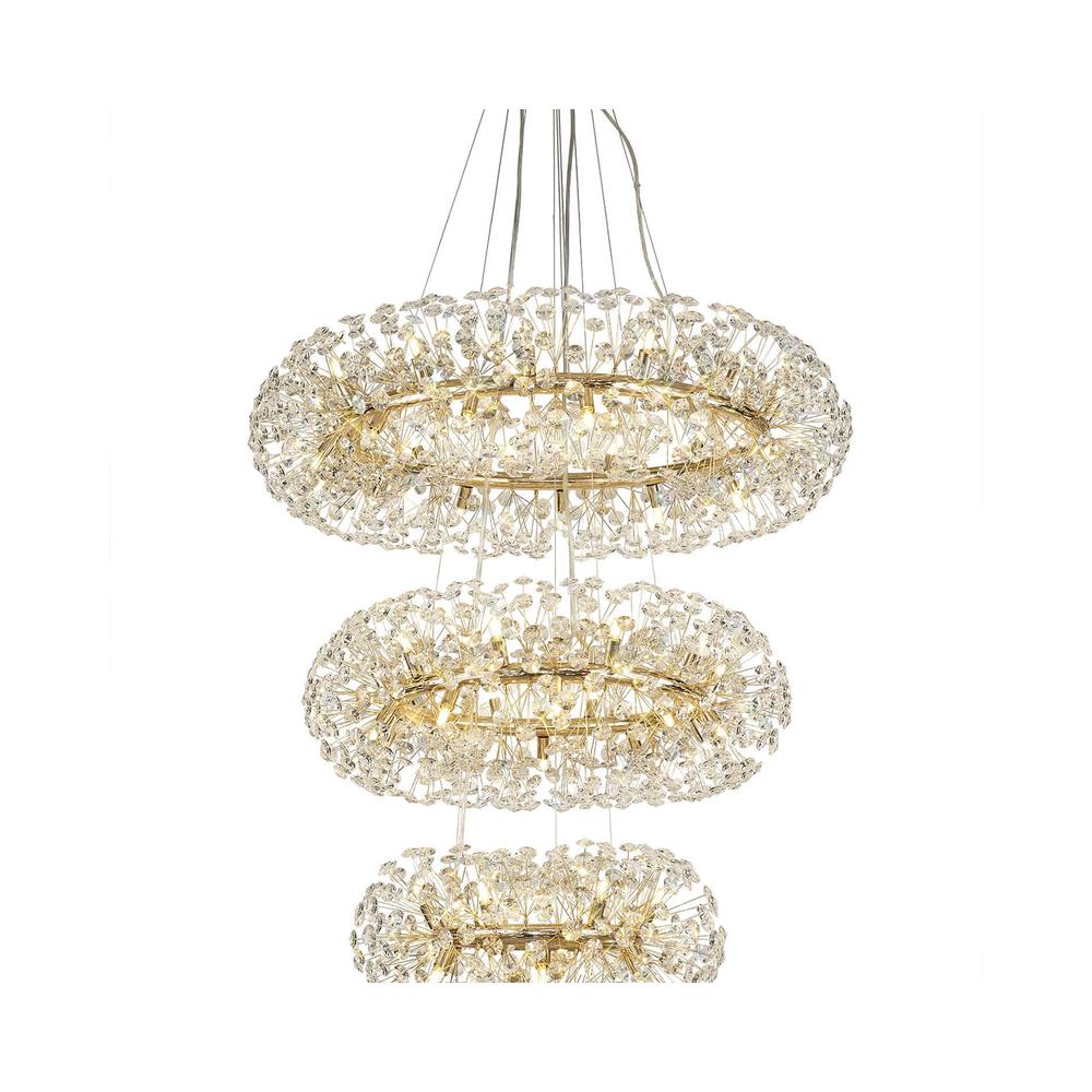 Luxuria Paramount 100cm 3 Tier 60cm + 80cm + 1m Pendant 12 + 20 + 26 Light G9 French Gold/Crystal