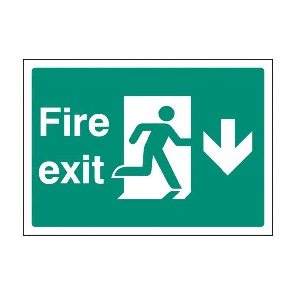 Fire Exit Down - A4 Rigid Plastic