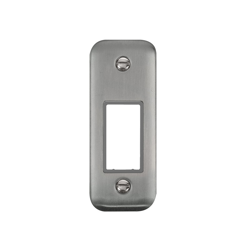 Click Deco Plus MiniGrid 1 Aperture Architrave Face Plate Stainless Steel Grey Inserts