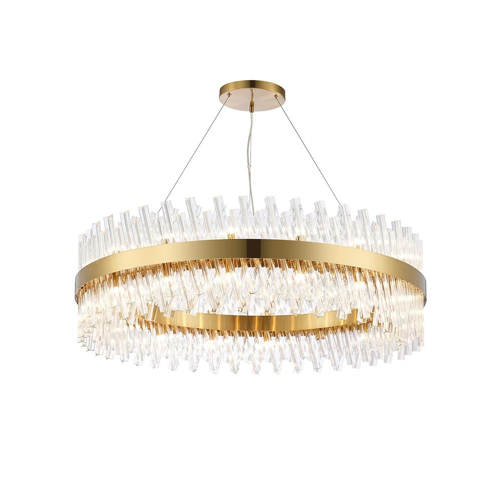 Luxuria Sylph 1m 32 Light G9 Pendant Round Brass / Clear