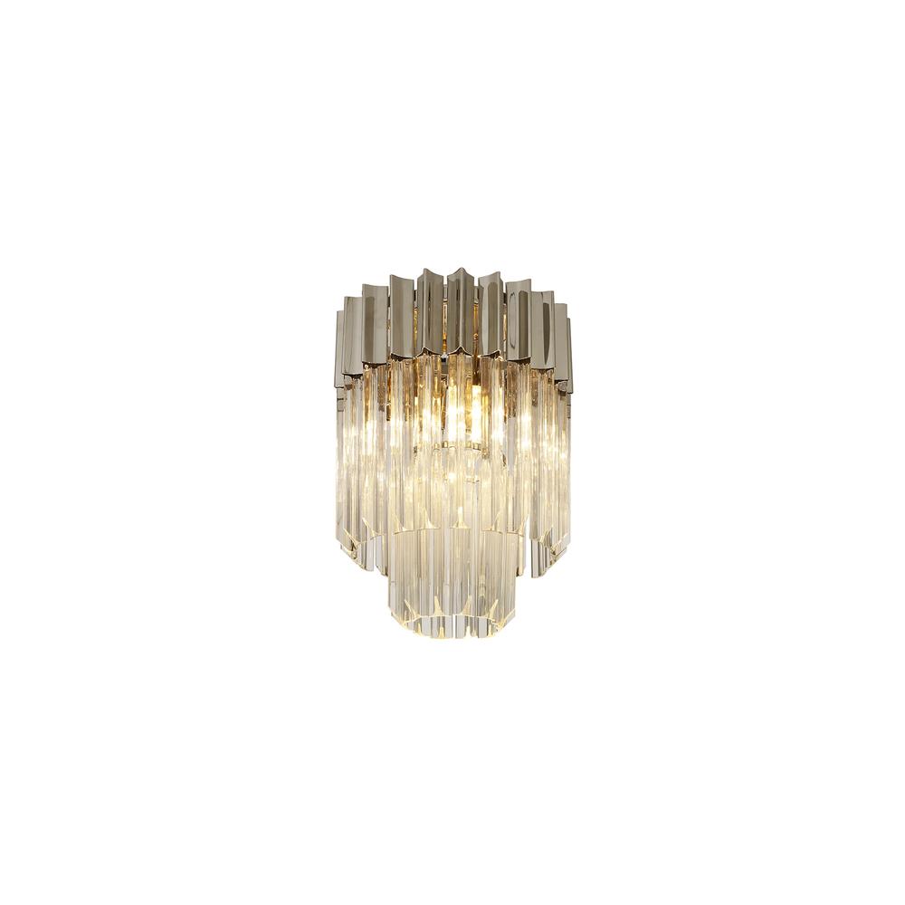 Luxuria Osiris 30cm Ceiling Round 3 Light E14 Polished Nickel/Clear Sculpted Glass