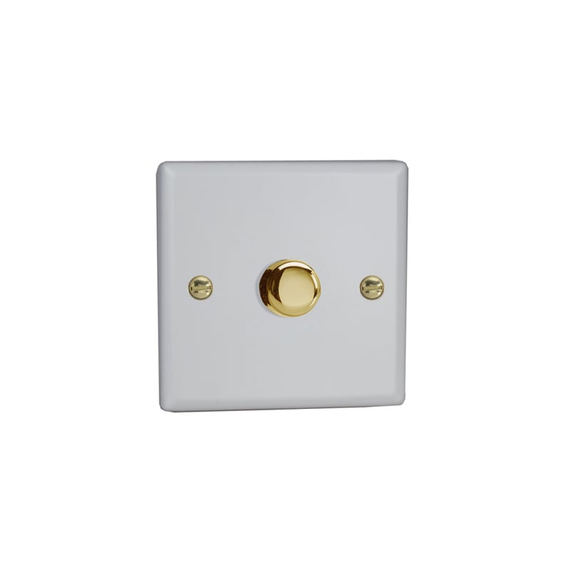 Varilight Vogue 1G 2 Way Push On/Off Rotary LED Dimmer Matt White