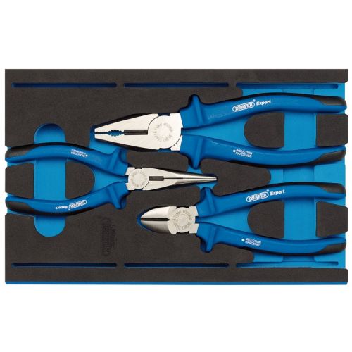 Draper 63262 3 Piece Heavy Duty Plier Set In 1/4 With EVA Drawer Insert Tray