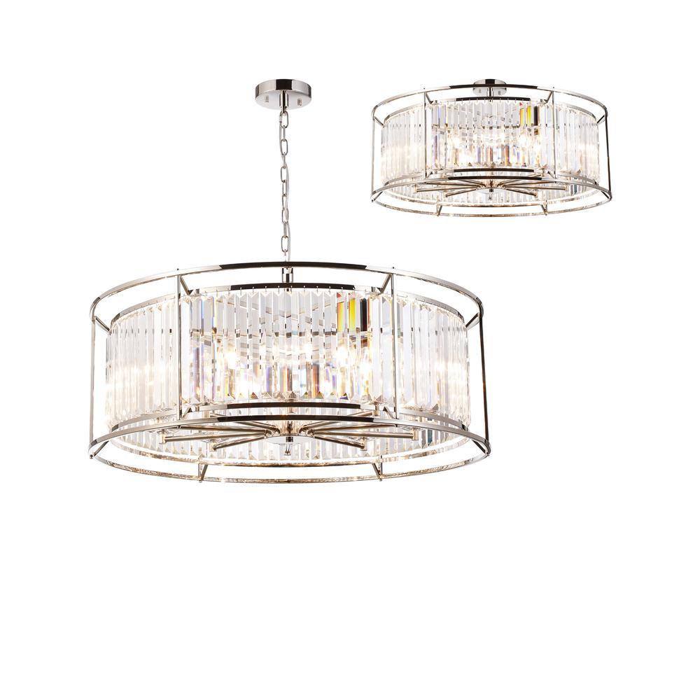 Luxuria Pantheon 80cm Pendant 10xE14 Polished Nickel / Clear