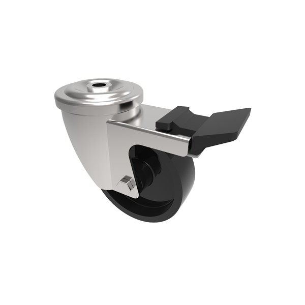 Thermoplastic Bolt Hole Swivel Castor Brake 80mm 220kg Load