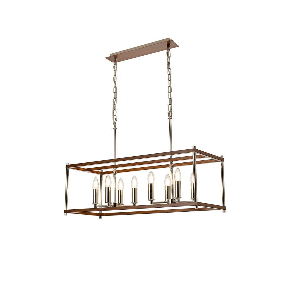 Luxuria Roxy Linear Pendant 8xE14 Walnut/Polished Nickel