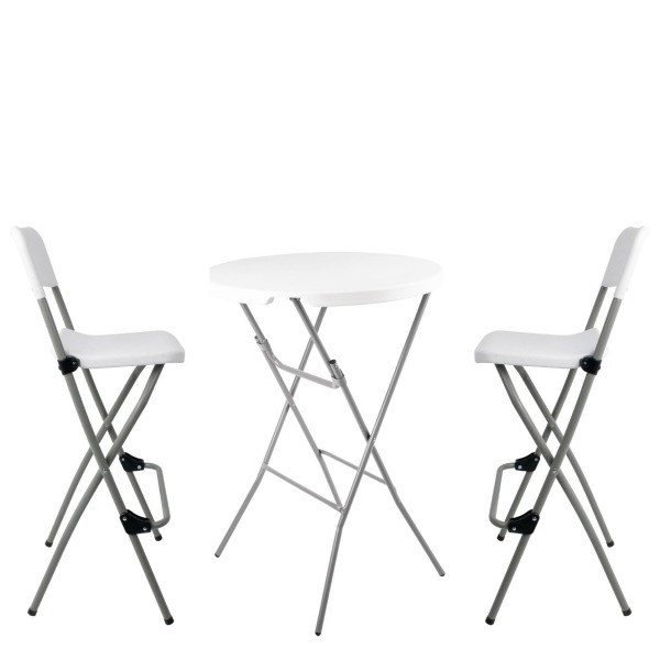 Folding Event Furniture Package - 2 Stools + Cocktail Table