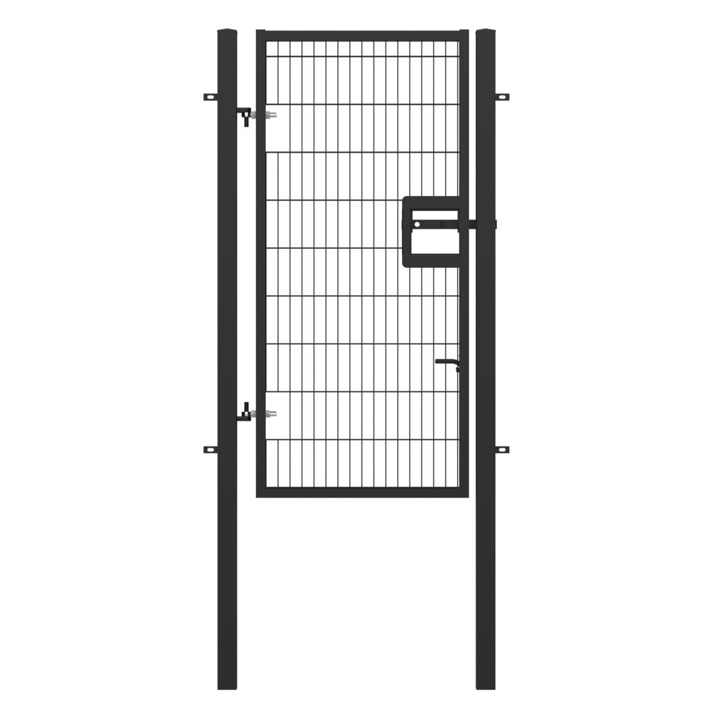 Twin Wire Single Leaf Gate H 2.0 x 1mBlack Powder Coated Finish, Concrete-In