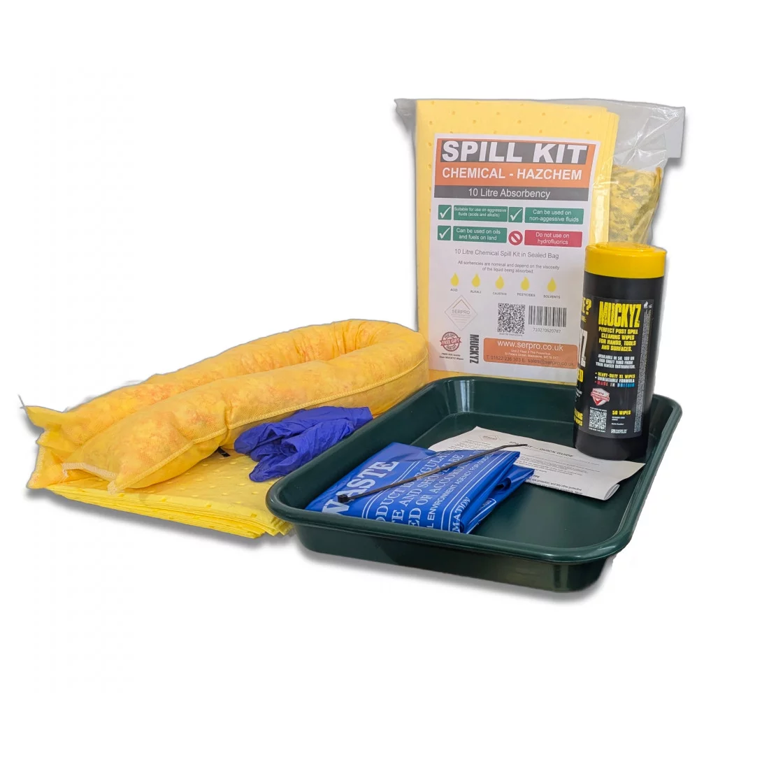 10 Litre Chemical Mini Spill Kit with Drip Tray SERPRO Chemical Spill Kits