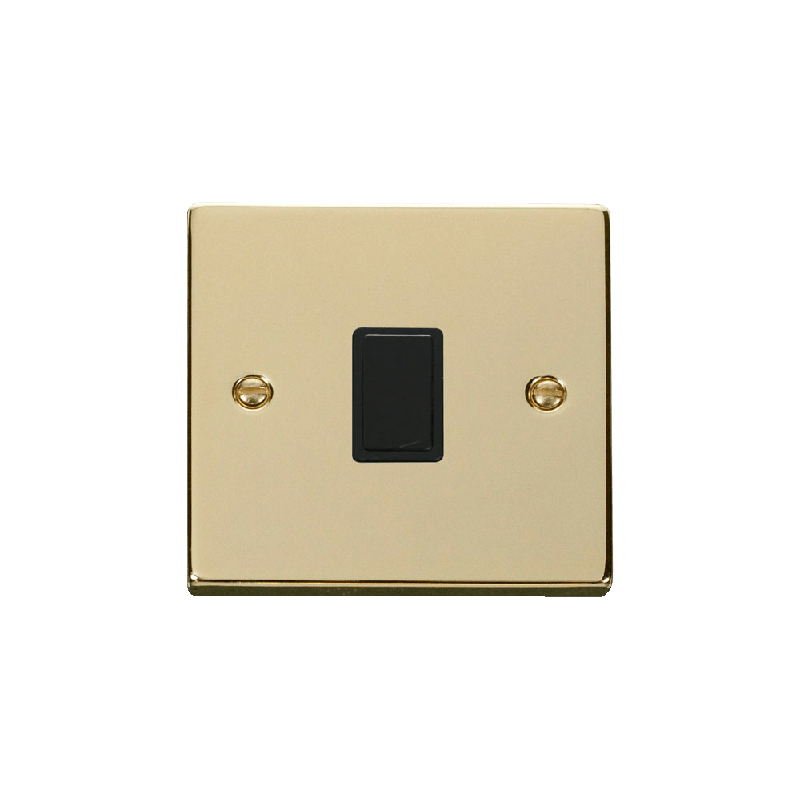 Click Deco 20A 1 Gang DP Switch Polished Brass Insert Black