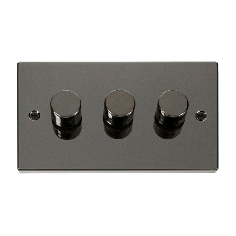 Click Deco 3 Gang 2 Way 100W LED Dimmer Switch Black Nickel