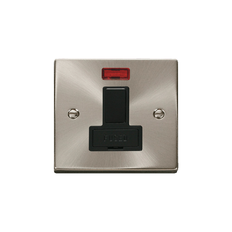 Click Deco 13A DP Switched Fused Connection Unit With Neon Satin Chrome Insert Black