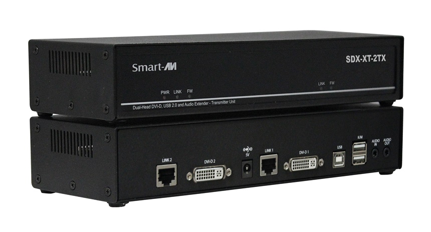 SDX-XT-2P -SmartAVI - KVM Extender, 2-Port DVI Ports, 2-Port CAT5/6, dual head DVI-D, 1920�1200, 2 x USB 2.0, with Audio upto 400 ft over CAT5/6 uncompressed *NEW*