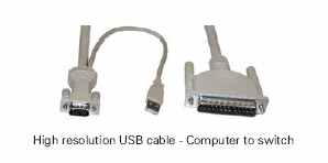 CAB-CXUSBC010 - Rose - Ultracable D25 - USB HD15 &#43; USBM, 10 feet. Computer to Rose KVM Switch Cable ( Rose USB Cable )