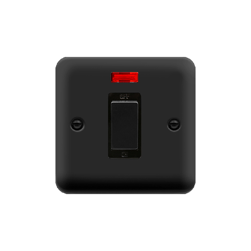 Click Deco Plus Cooker Switch Matt Black Black Inserts Neon Light