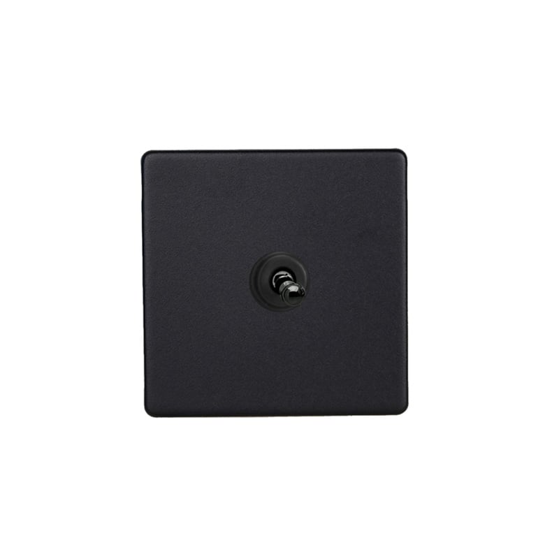 Varilight Urban 1G 10A Toggle Switch Matt Black Screw Less Plate