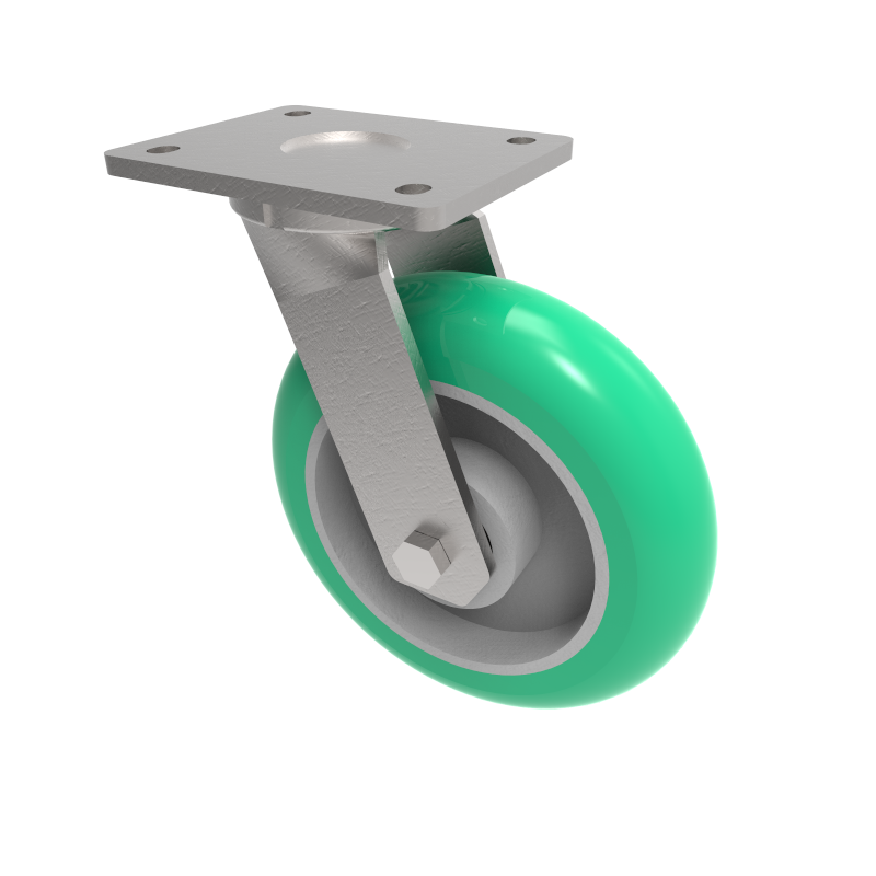 Soft Ergonomic Polyurethane Plate Swivel Castor 200mm 600kg Load