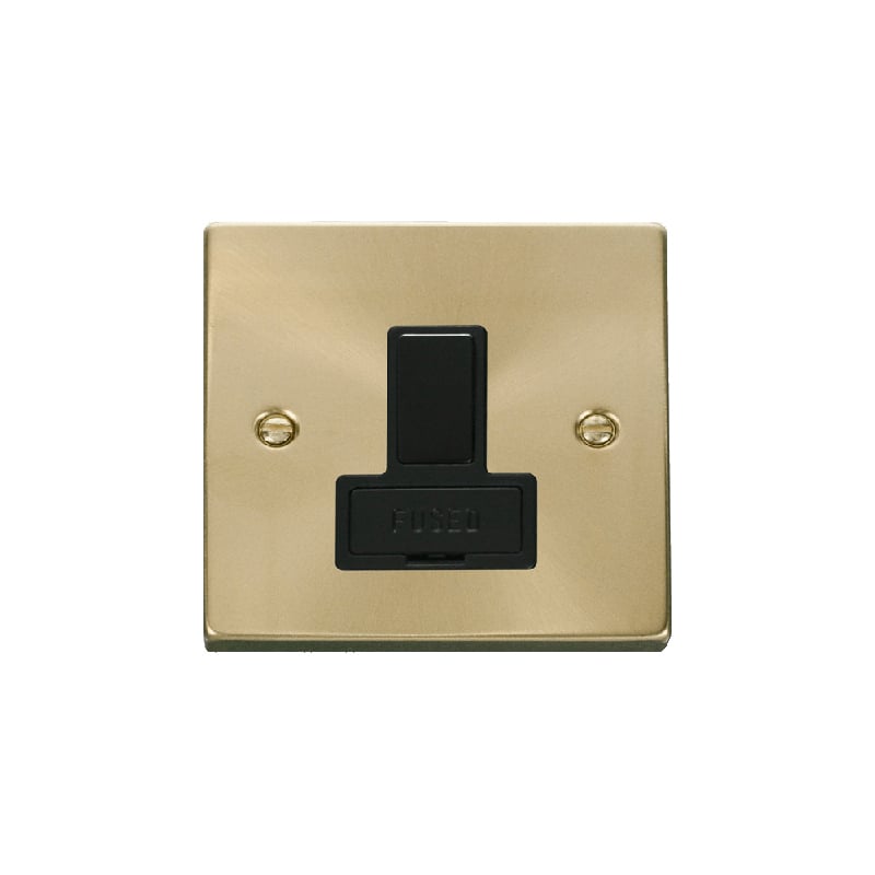 Click Deco 13A DP Switched Fused Connection Unit Satin Brass Insert Black