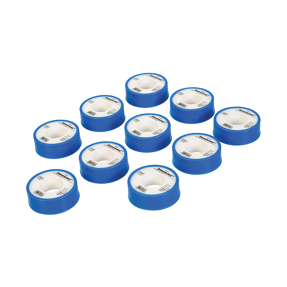 Silverline 250475 White PTFE Thread Seal Tape 10pk 12mm x 12m
