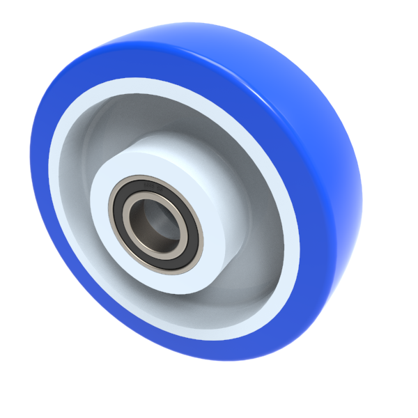 Soft Blue Polyurethane Nylon 150mm Ball Bearing Wheel 500kg Load