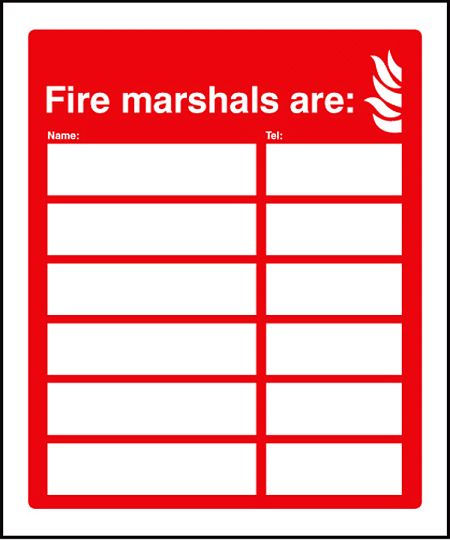 Fire marshals are (6 names and numbers)