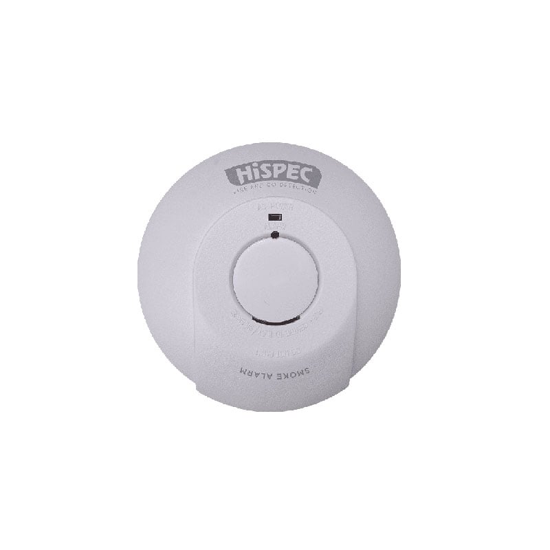 Hispec Fast Fix Mains Smoke Detector With Lithium Battery Backup