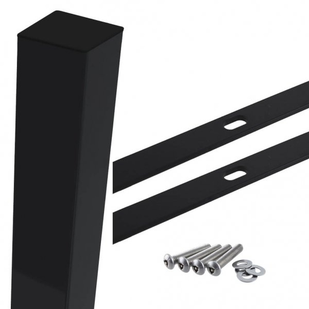 Black Corner Post For 1.8m High Fence With Fixings (2.5m Overall Length)